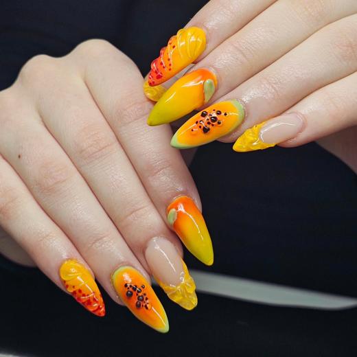 Orange flame nails