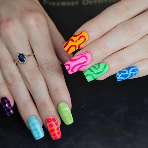 Neon abstract nail art